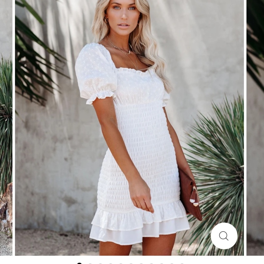 White Picket Fence White Smocked Eyelet Dr…